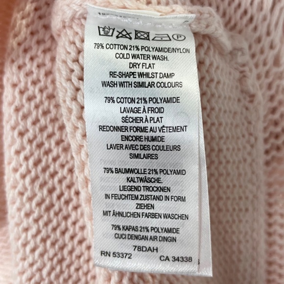 French Connection Ruffle Hem Short Sleeve Sweater Jumper Blush Pink Size Small - Picture 16 of 16